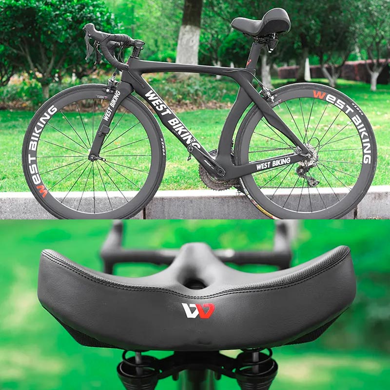 Sillín de bicicleta ancho y ergonómico con acolchado adicional para un ciclismo cómodo