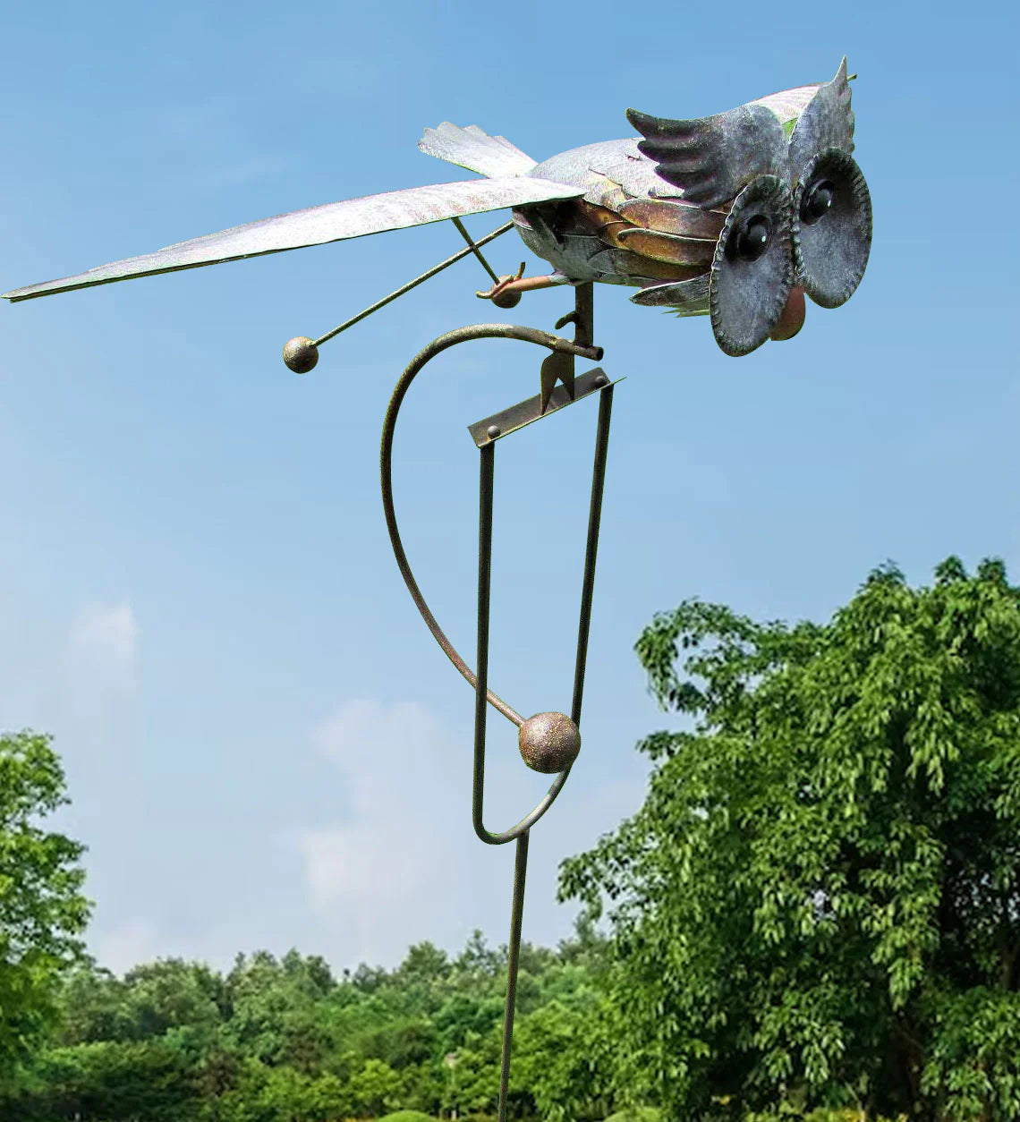 Generador de viento de metal con forma de pájaro: adornos decorativos para jardín