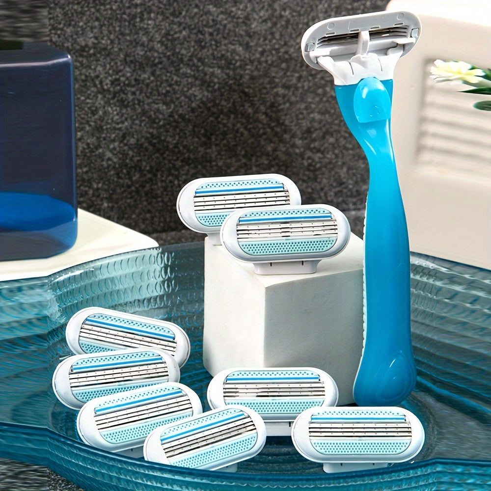 Maquinilla de afeitar manual para mujer con 8 hojas extraíbles: suave y cómoda