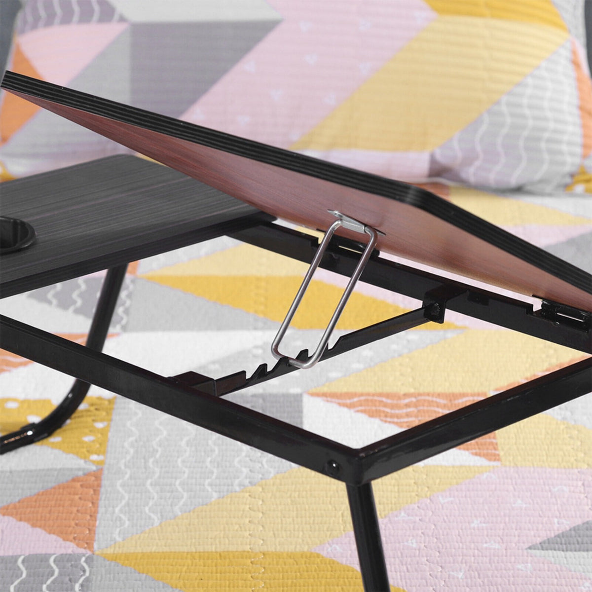Mesa de cama dobrável para portátil com suporte para bebidas