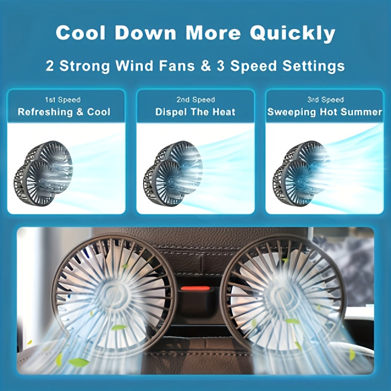 Tragfan dvostruki ventilator za auto – 5-krilni 360° rotirajući ultra tihi