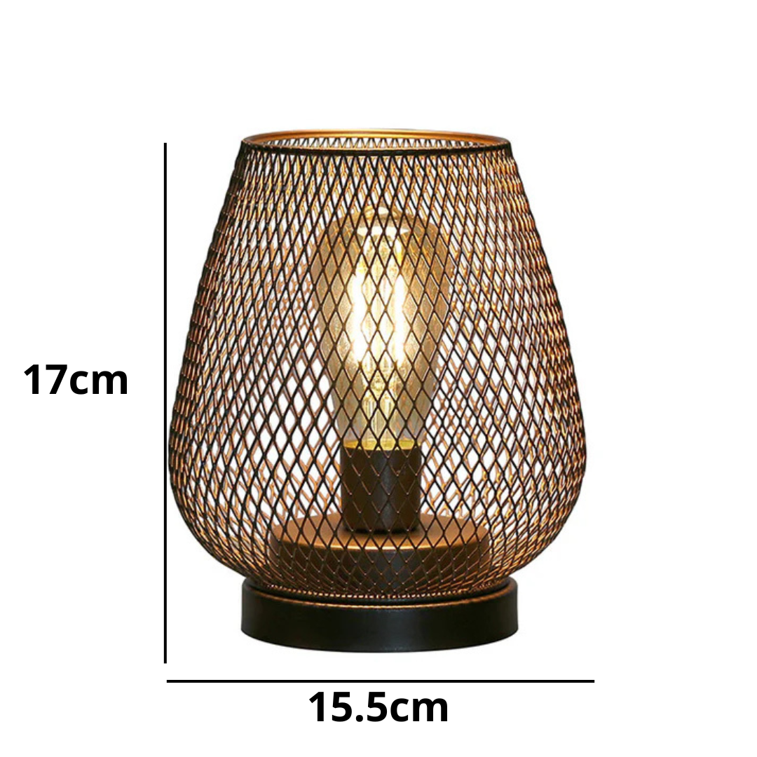 Lámpara de mesa LED inalámbrica con rejilla metálica