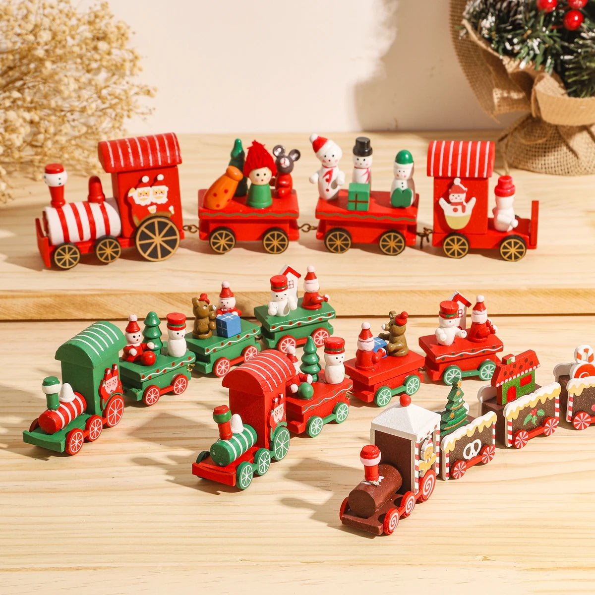 Weihnachtliche Deko-Eisenbahn mit Figuren