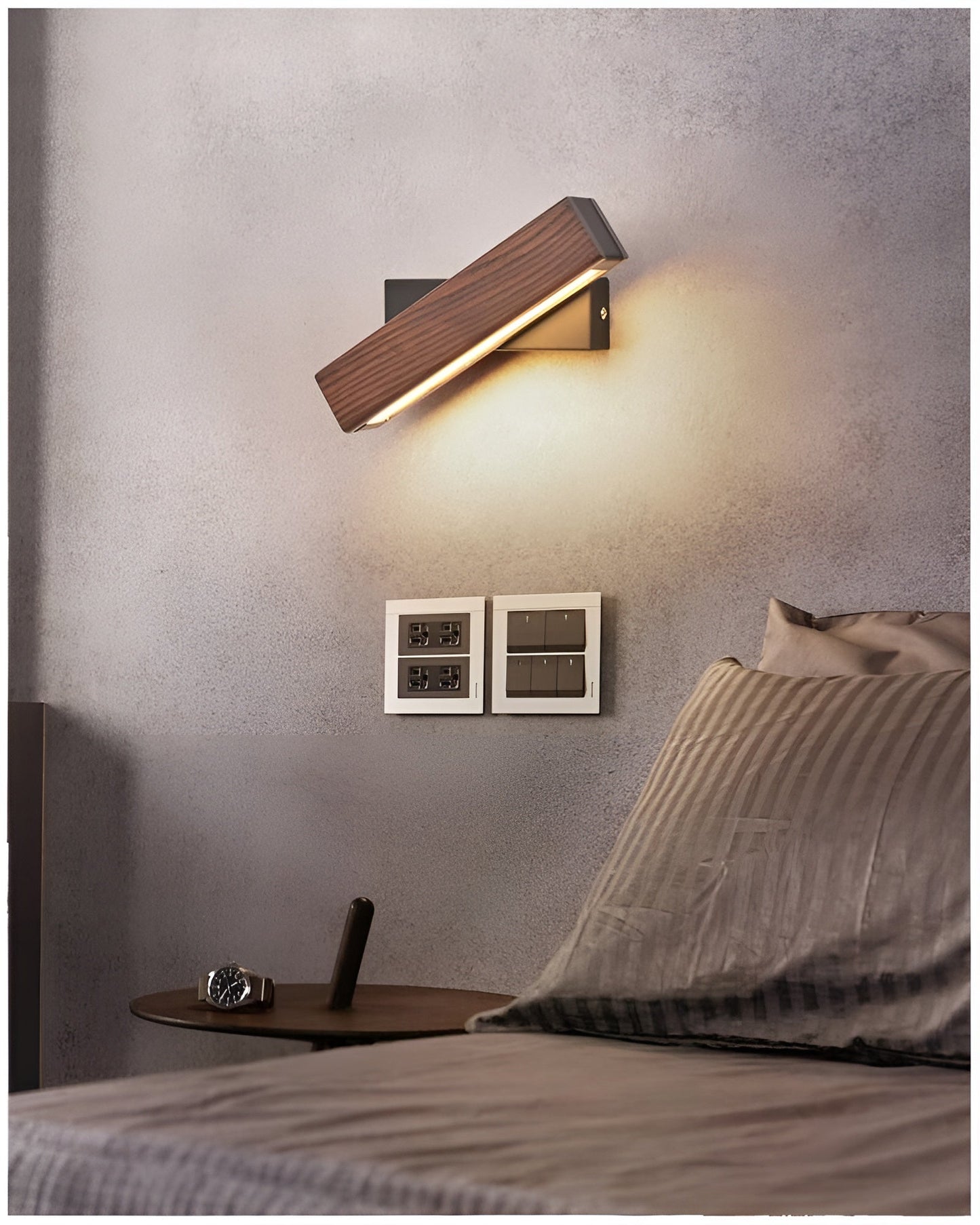 Lámpara de pared LED ajustable con aspecto de madera