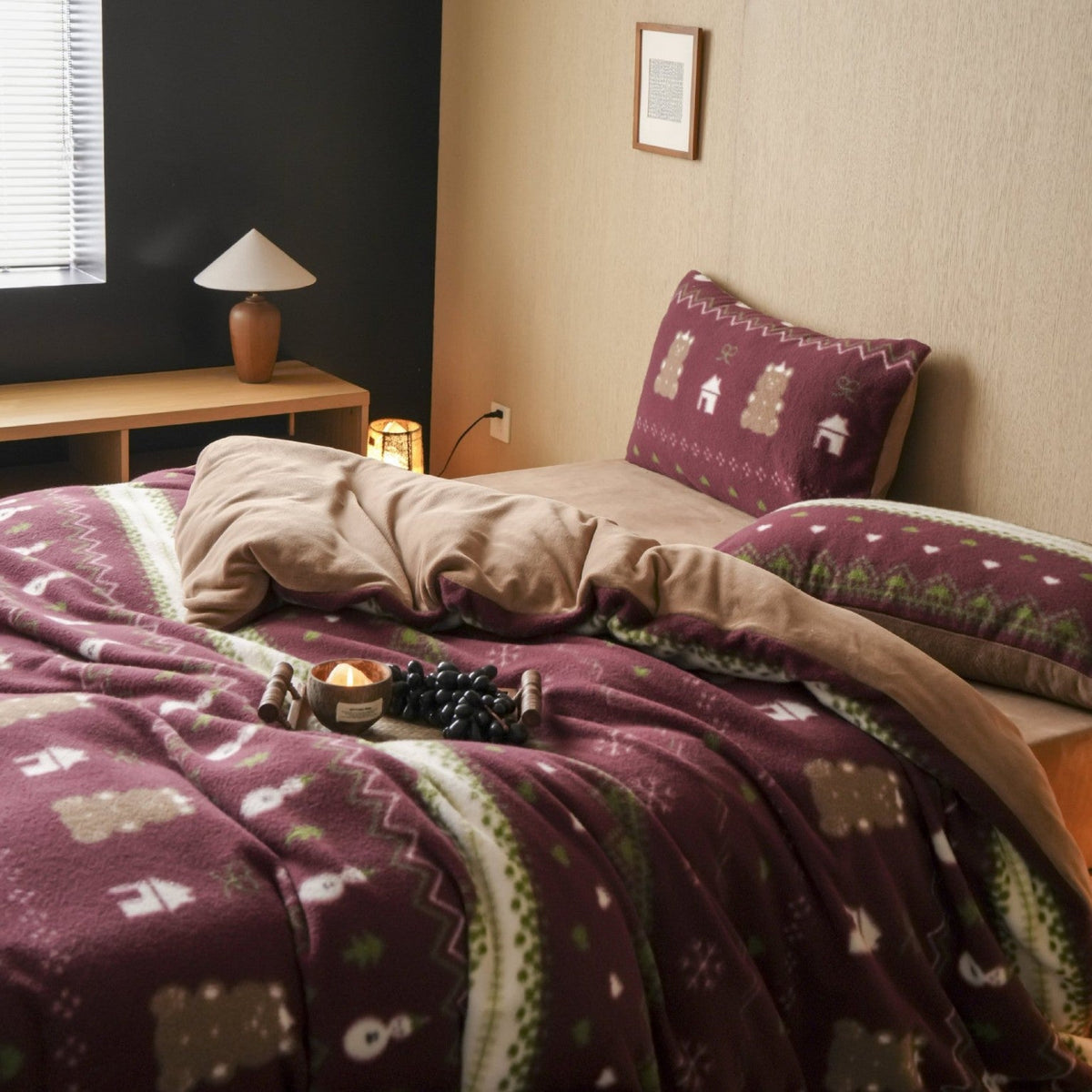 Juego reversible de ropa de cama de invierno con estampado escandinavo