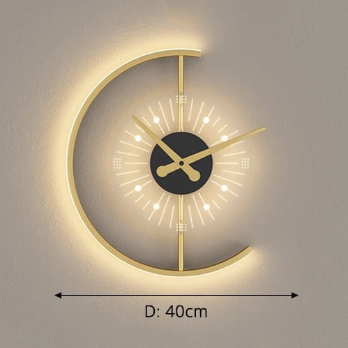 Reloj de pared LED con iluminación y moderno diseño semicircular