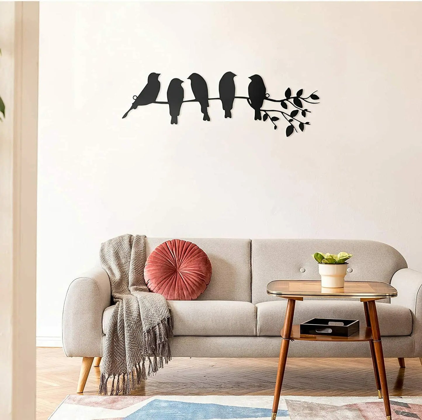 Decoración de pared con cantos de pájaros: pájaros posados con atmósfera