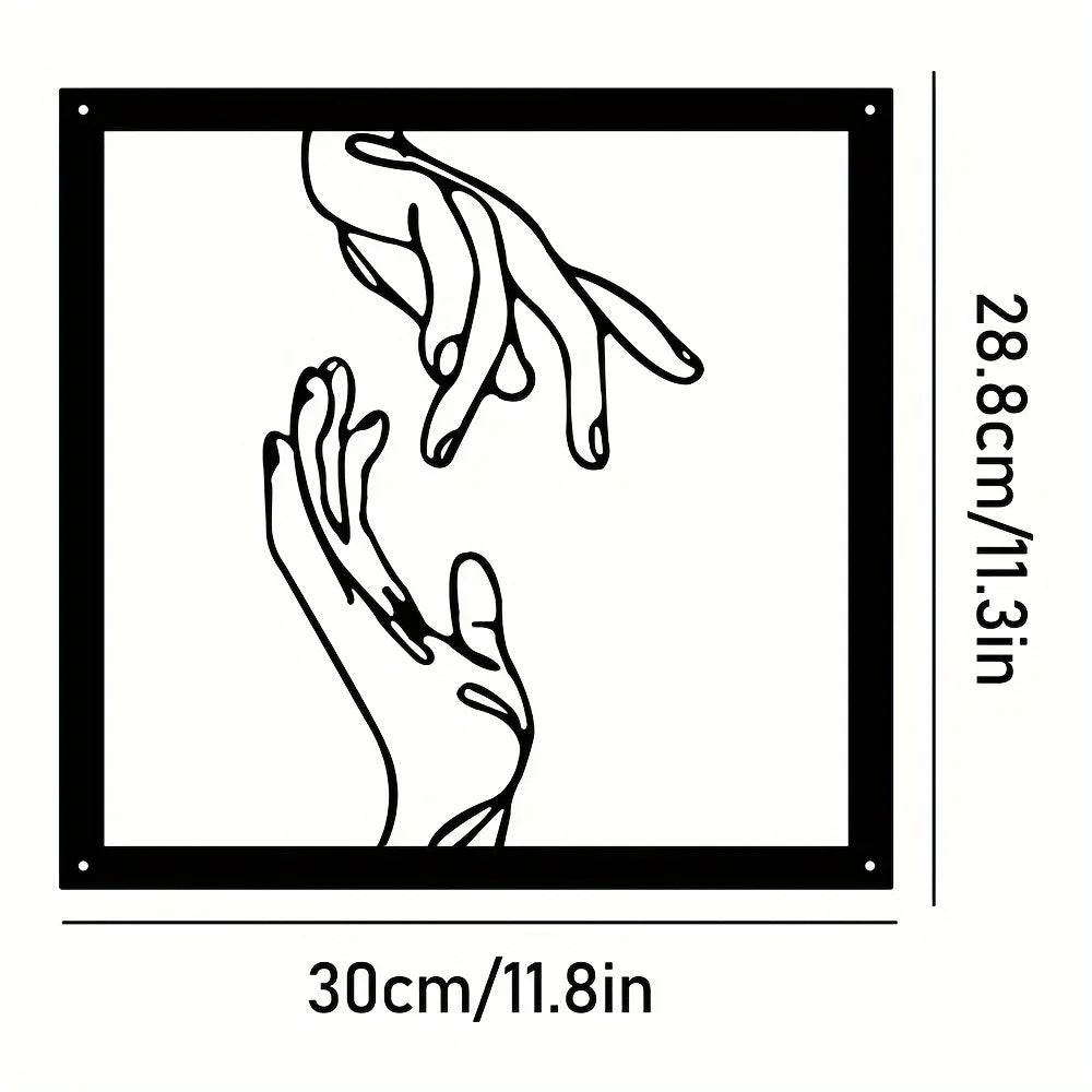 Metalni zidni ukras s povezanim rukama – Minimalistički i povezivan