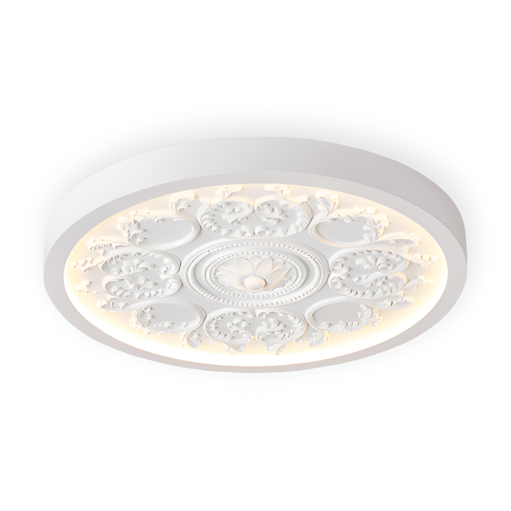 Dimmable LED-Deckenlampe mit Reliefdekor und drei Lichtfarben
