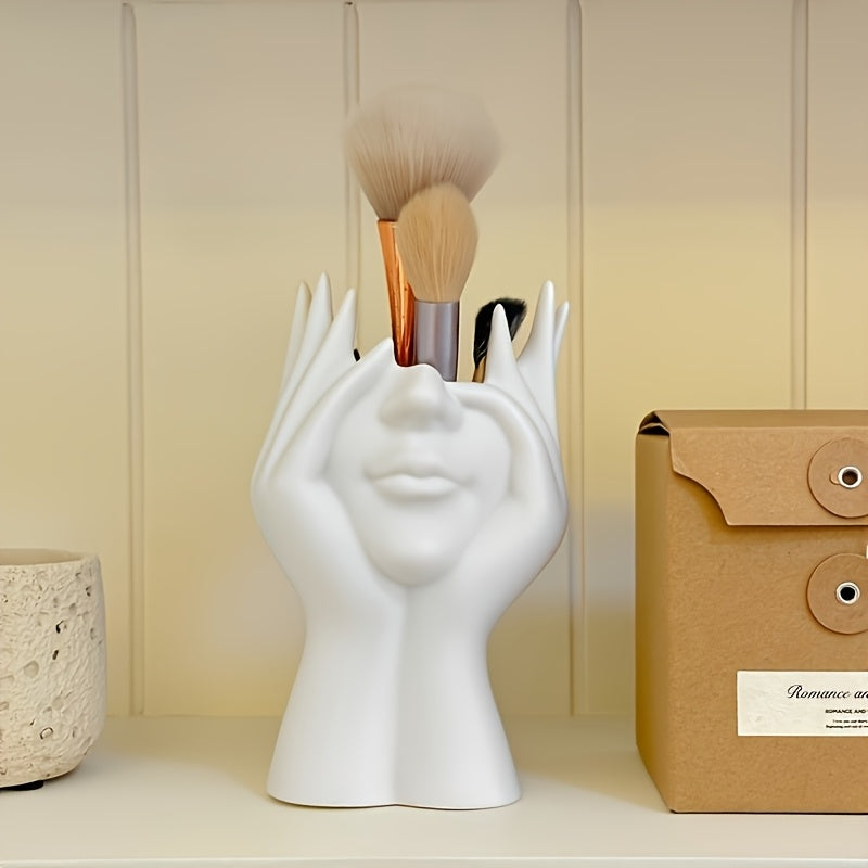 Soporte creativo para brochas de maquillaje y lápices