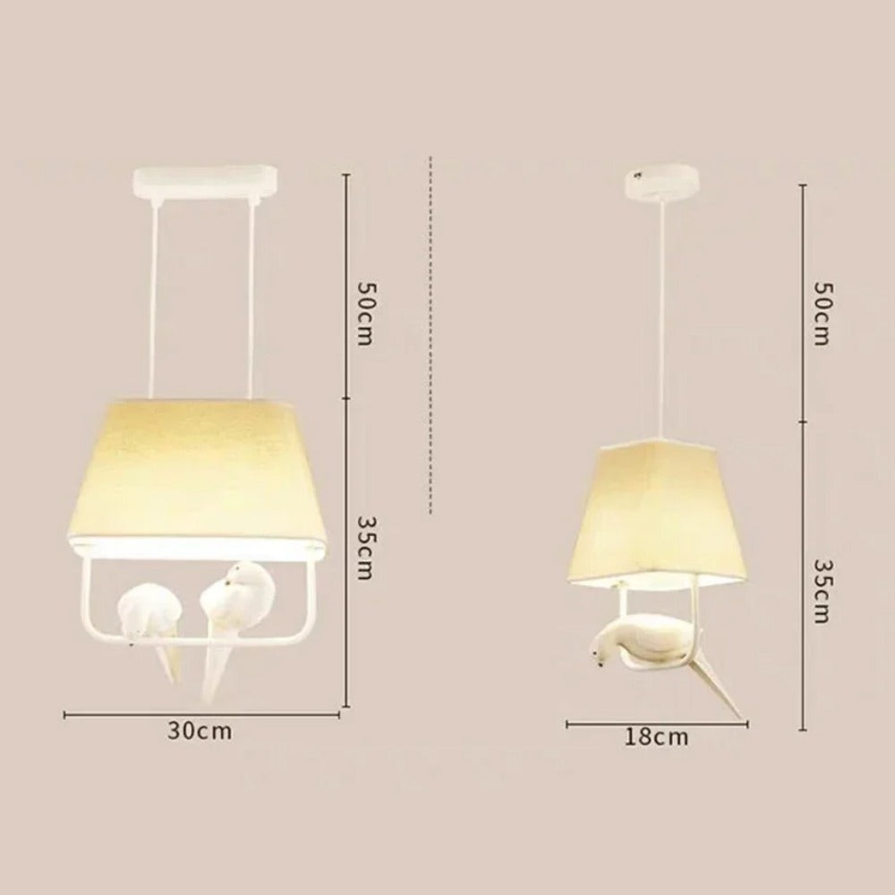 Viseća lampa s pticom i sjenilom od lana – Ugođaj i jedinstven dizajn