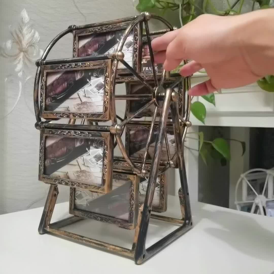Moldura fotográfica vintage em forma de roda-gigante para 8 fotografias