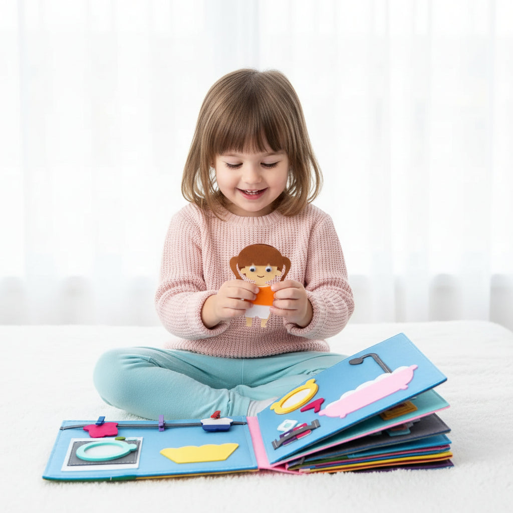 Libro de actividades interactivo de fieltro para niños pequeños