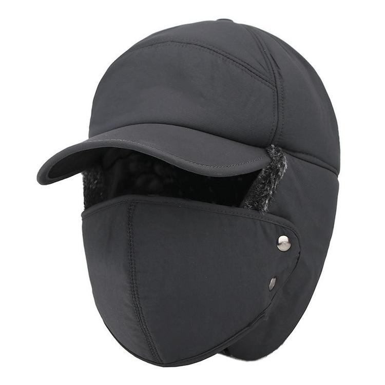 Wintermütze mit Ohrenklappen und abnehmbarer Gesichtsabdeckung