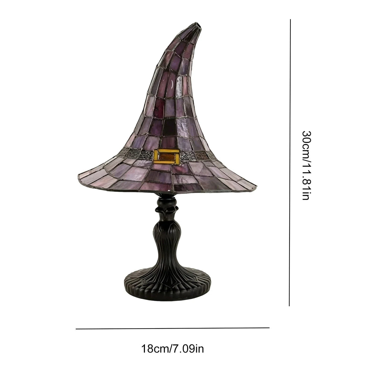 Lámpara de mesa de Halloween con forma de sombrero de bruja y efecto de vidriera