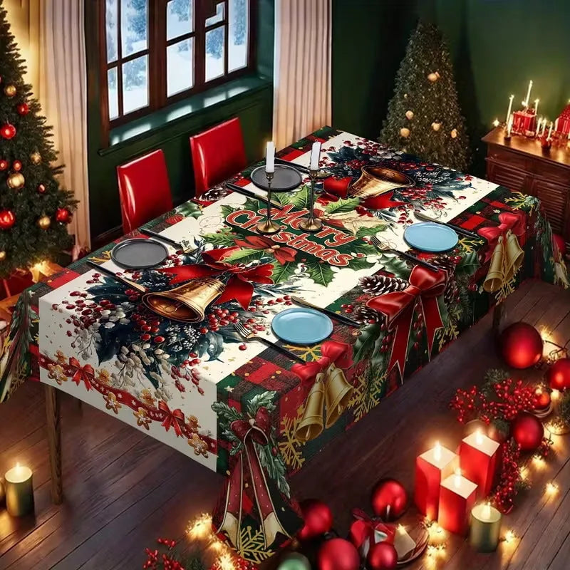 Mantel de mesa navideño con motivos navideños festivos clásicos para el hogar