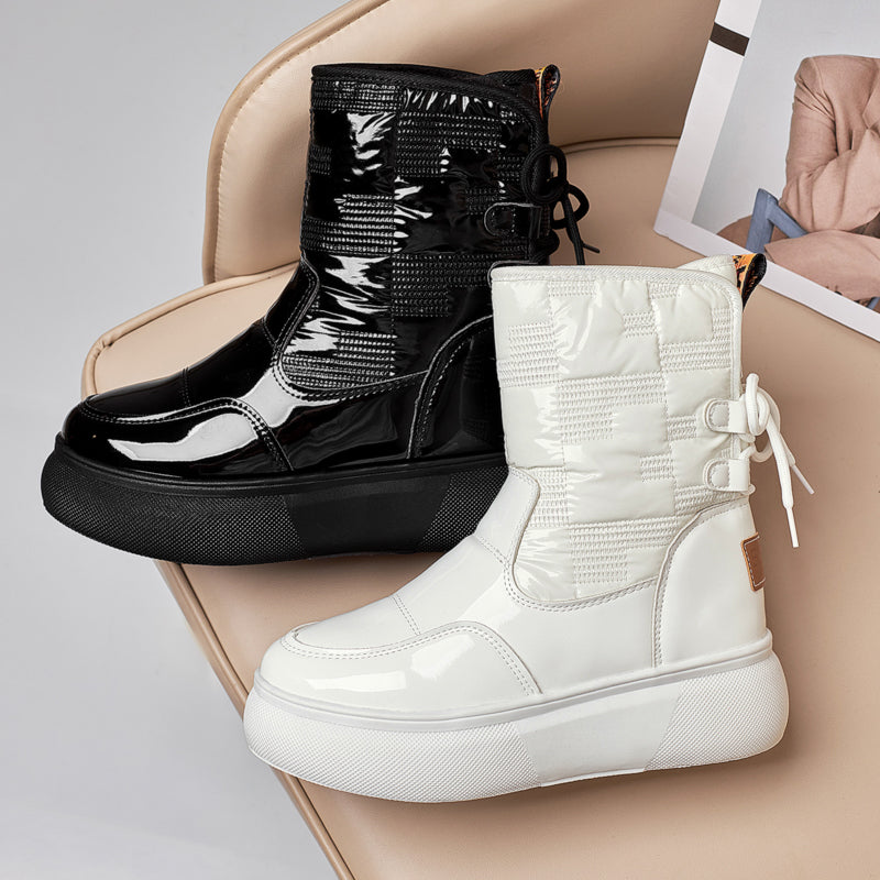 Botas de invierno para mujer con acabado brillante y plataforma
