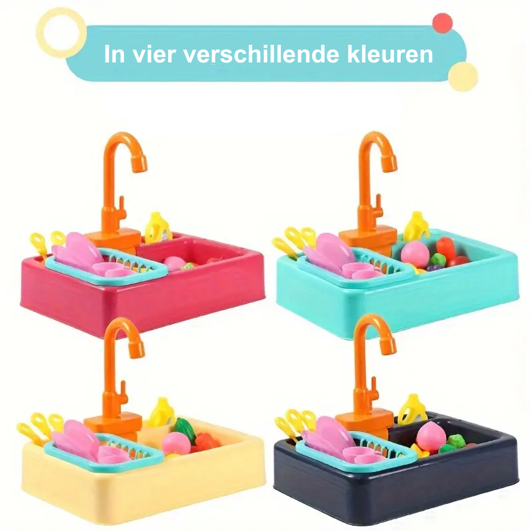 Mini Chef set za pranje posuđa – S tekućom slavinom i igračkama povrća