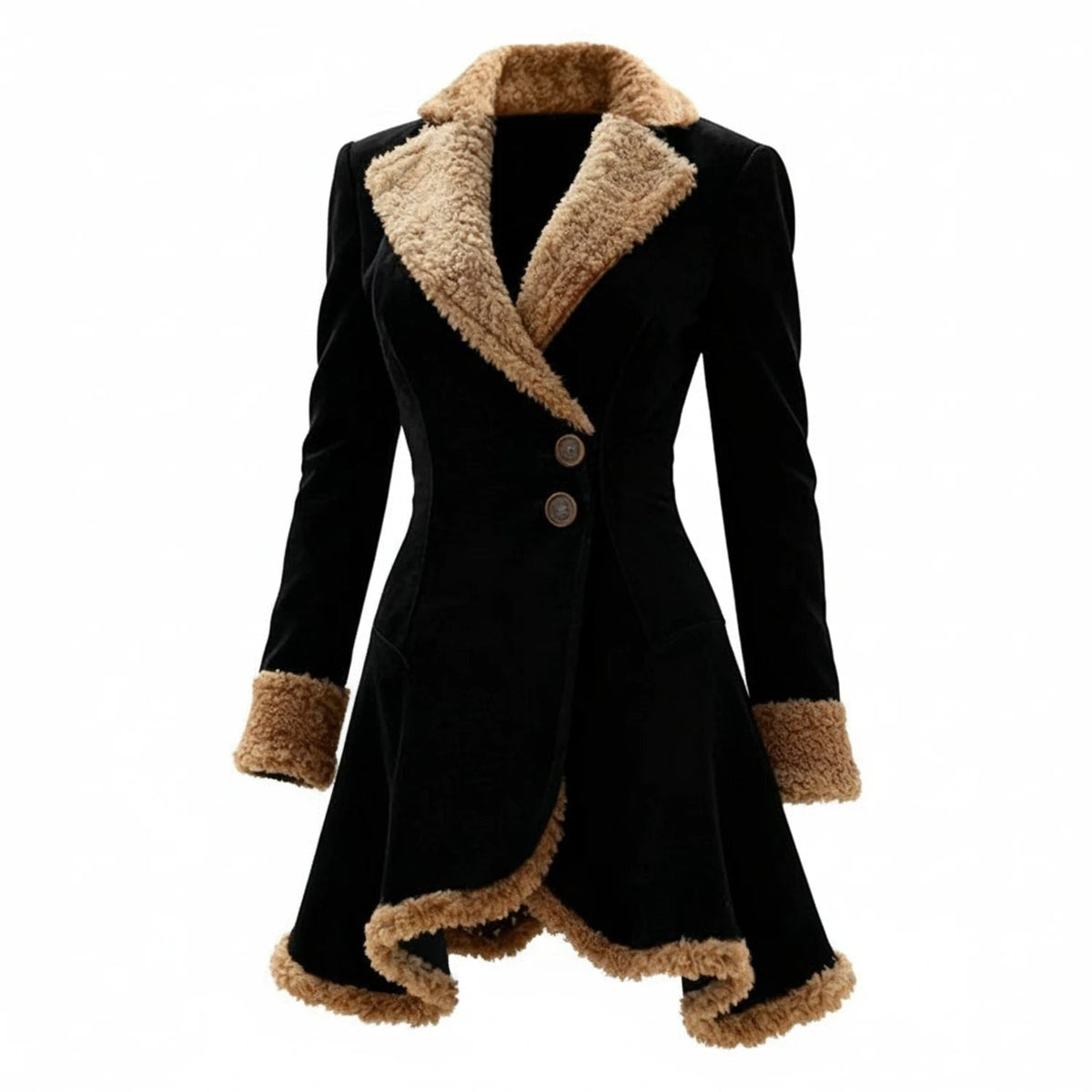 Casaco de inverno para senhora com acabamento em pelo de teddy