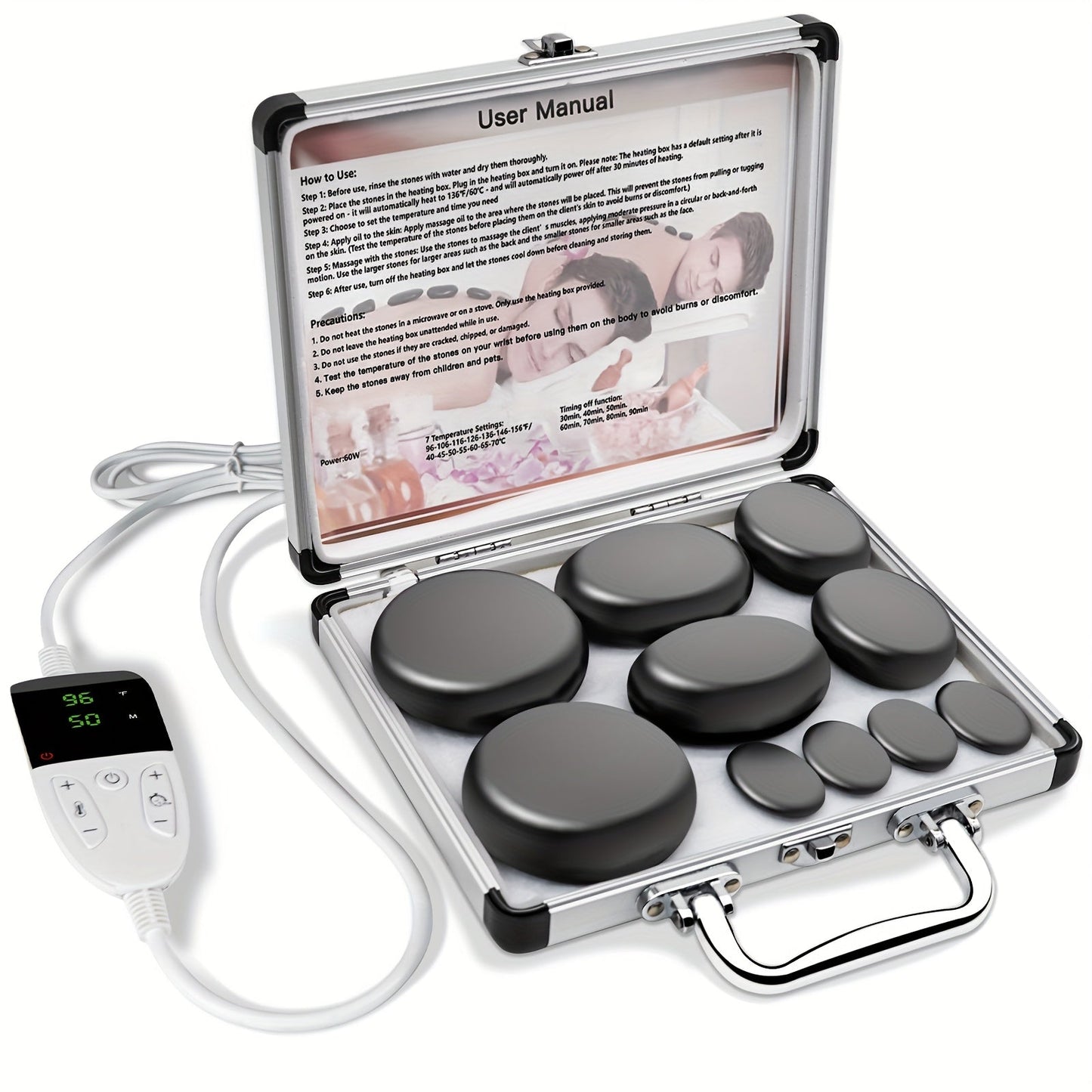 Set de masaje profesional con piedras calientes (con calentador incluido)