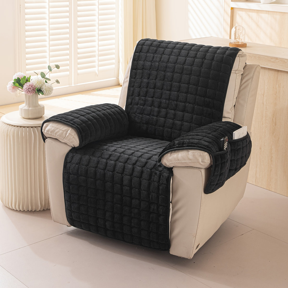 Protector de felpa para sillón con cubierta para reposabrazos