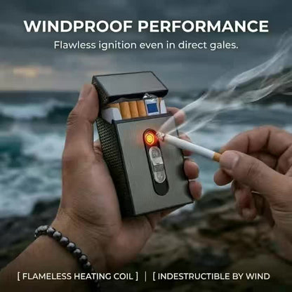 Estuche de cigarrillos 2 en 1 con encendedor USB integrado