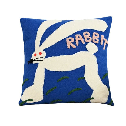 Funda de almohada con motivos de animales bordados