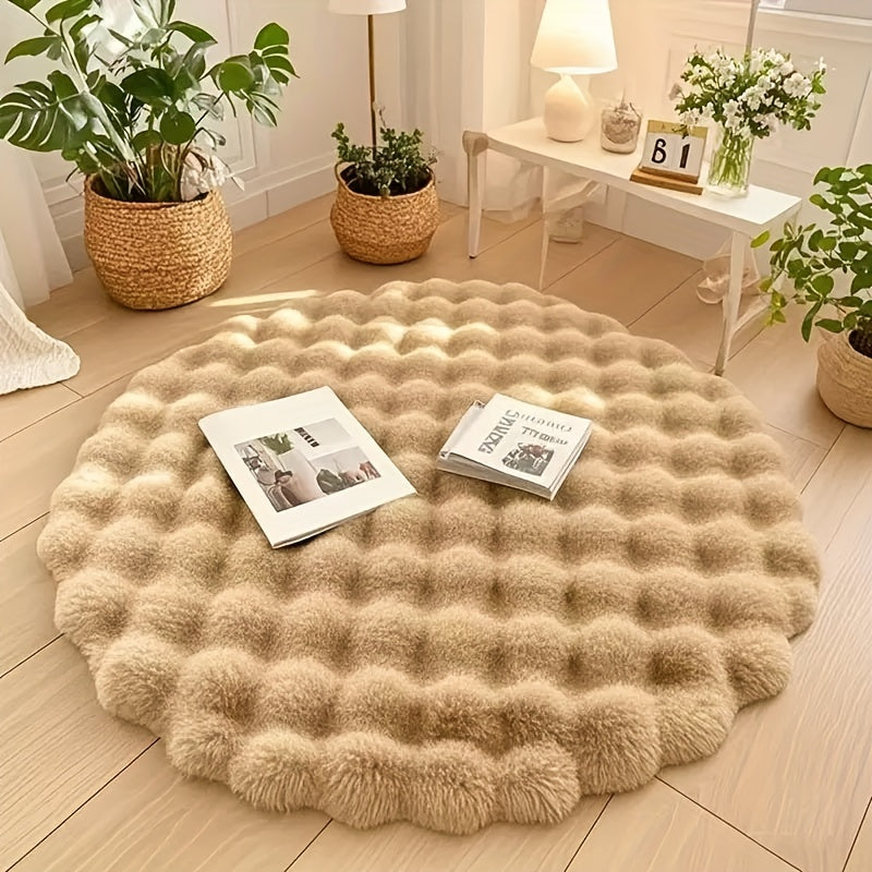 Alfombra redonda de felpa con textura de burbujas