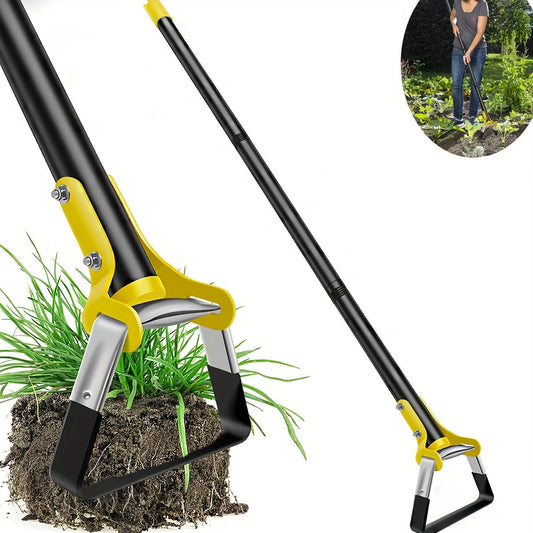 Herramienta de jardín ergonómica de acero inoxidable con cabezal triangular: para desherbar y cultivar la tierra.