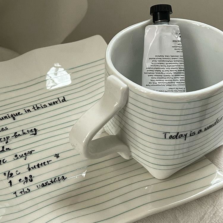 Conjunto de canecas de cerâmica com design de bloco de notas