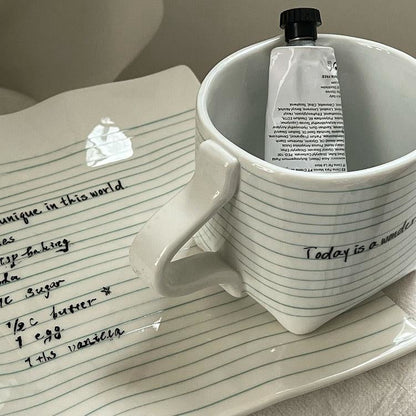 Conjunto de canecas de cerâmica com design de bloco de notas