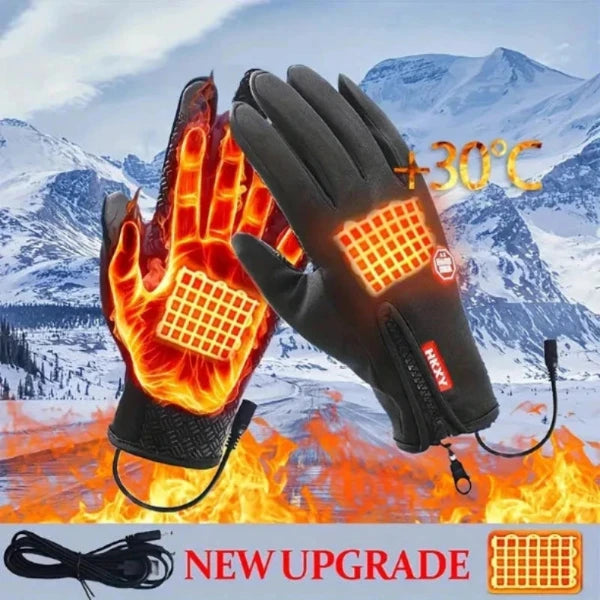 Beheizbare Touchscreen-Handschuhe mit USB-Anschluss für Winteraktivitäten