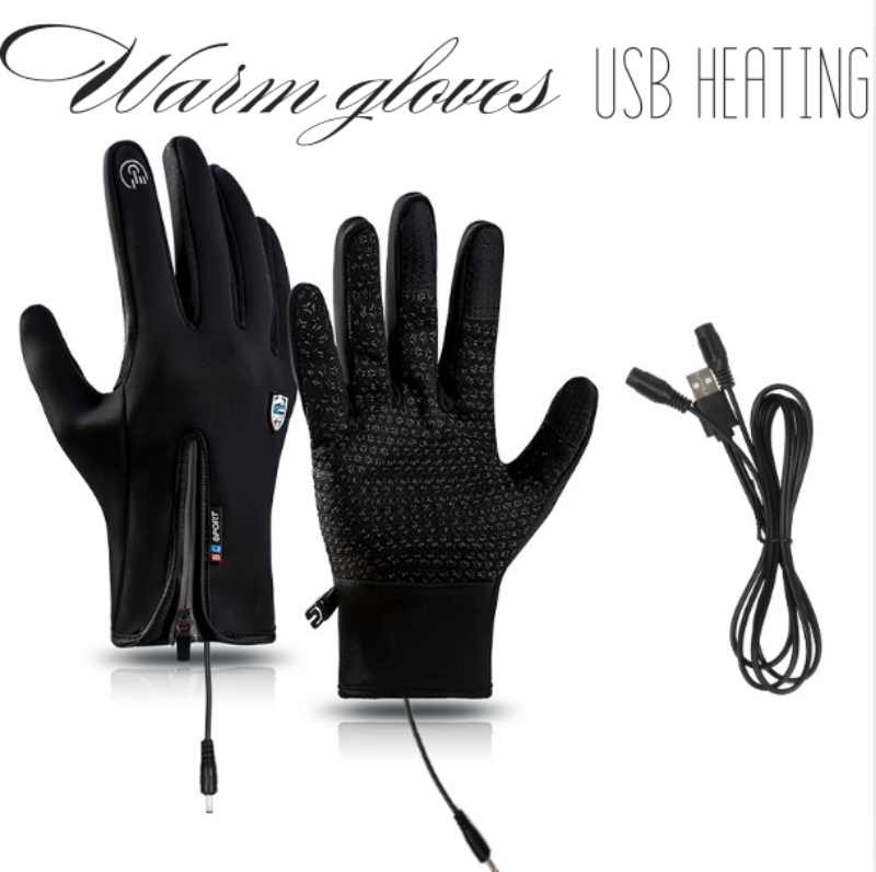 Beheizbare Touchscreen-Handschuhe mit USB-Anschluss für Winteraktivitäten