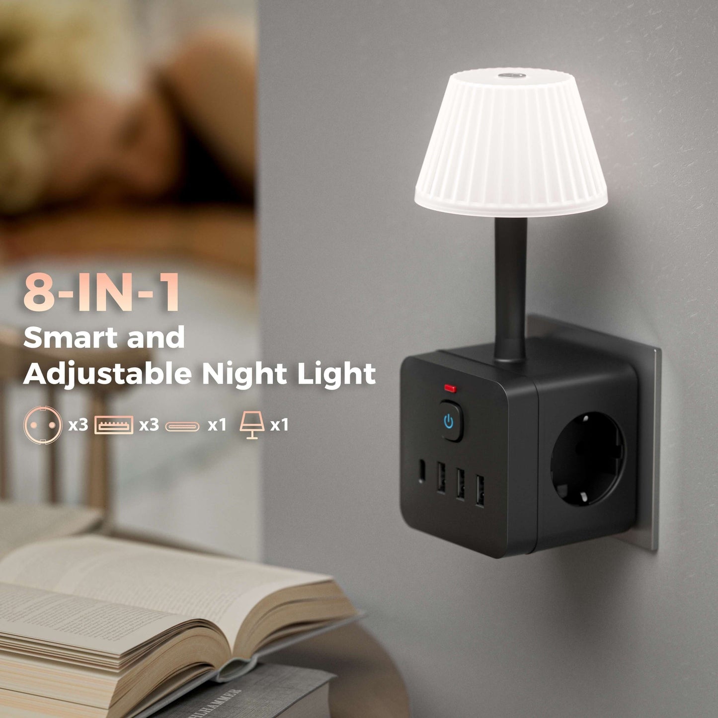 Luminária noturna inteligente 8 em 1 – Para soluções e iluminação inteligentes