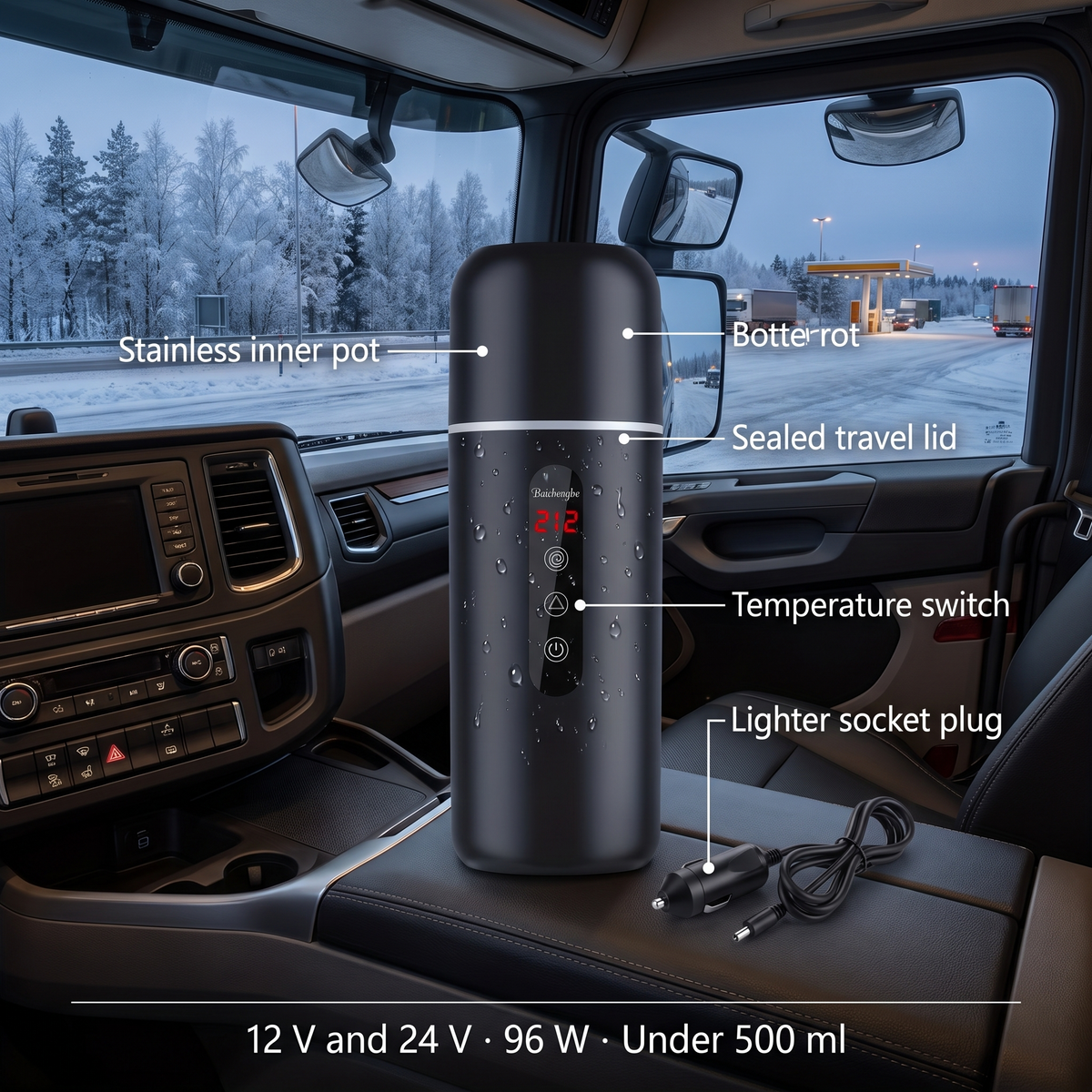 12V/24V Auto-Wasserkocher mit Temperaturanzeige