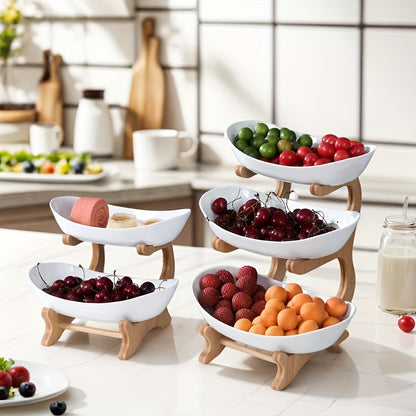 Cesto de fruta com vários níveis e compartimentos de arrumação