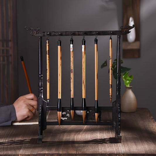 Elegantni tradicionalni stalak za kistove za kaligrafiju – ručno izrađen s 12 utora