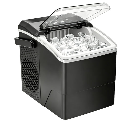 Tragbare Eiswürfelmaschine mit Selbstreinigungsfunktion und zwei Eiswürfelgrößen
