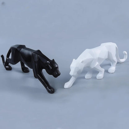 Crno-bijele panter skulpture – Moderan umjetnički duo za tvoj interijer