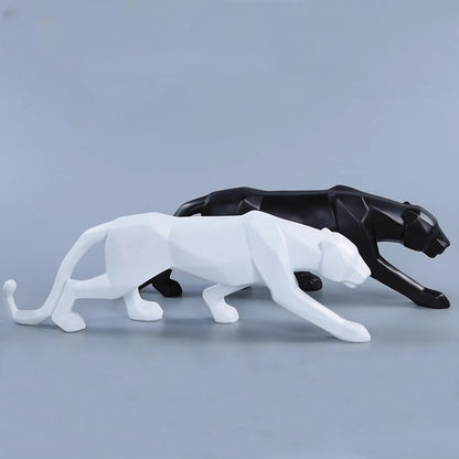 Crno-bijele panter skulpture – Moderan umjetnički duo za tvoj interijer
