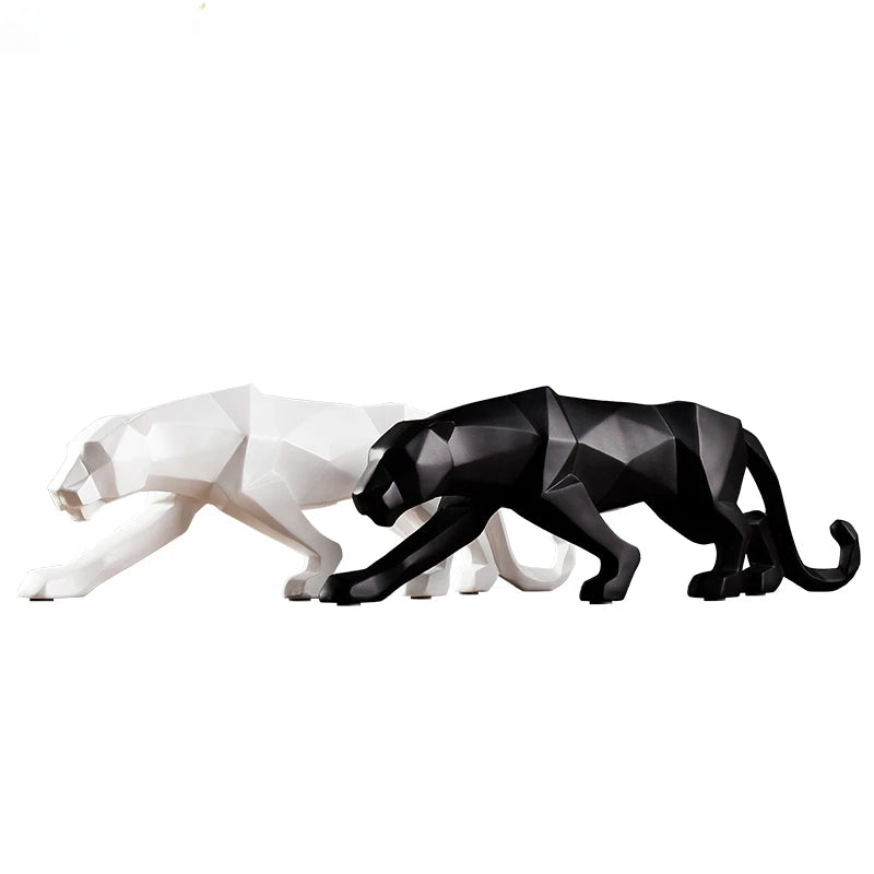 Crno-bijele panter skulpture – Moderan umjetnički duo za tvoj interijer