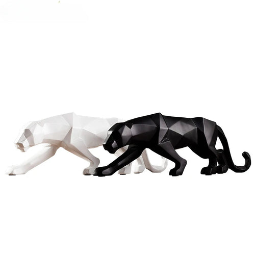 Crno-bijele panter skulpture – Moderan umjetnički duo za tvoj interijer