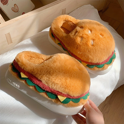 Plišane kućne papuče u dizajnu hamburgera za dječake