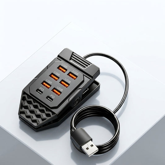 Hub de carregamento USB com 8 portas e grampo de mesa