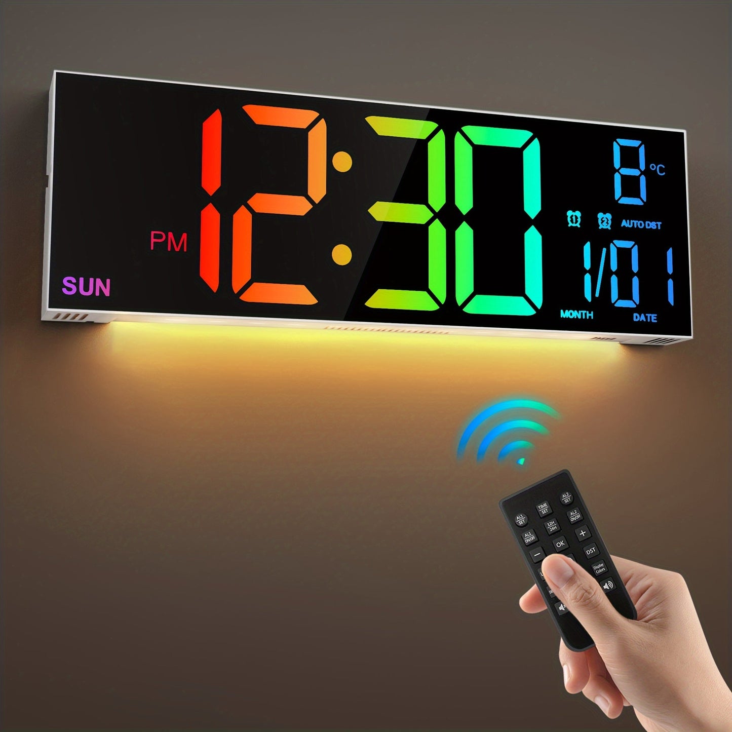LumiWall digitalni zidni sat – Velik, u boji i lako čitljiv