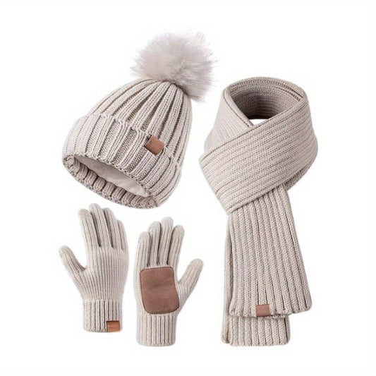 Conjunto de invierno 3 en 1 de Lieke: gorro, bufanda y guantes de punto cálidos