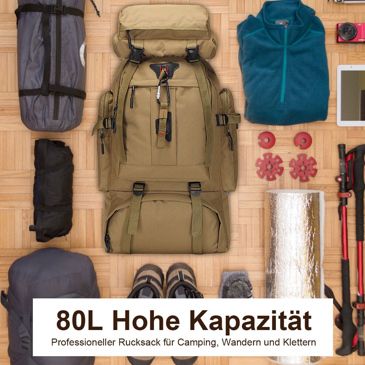 Mochila de senderismo Explorer de 80 litros: robusta y versátil