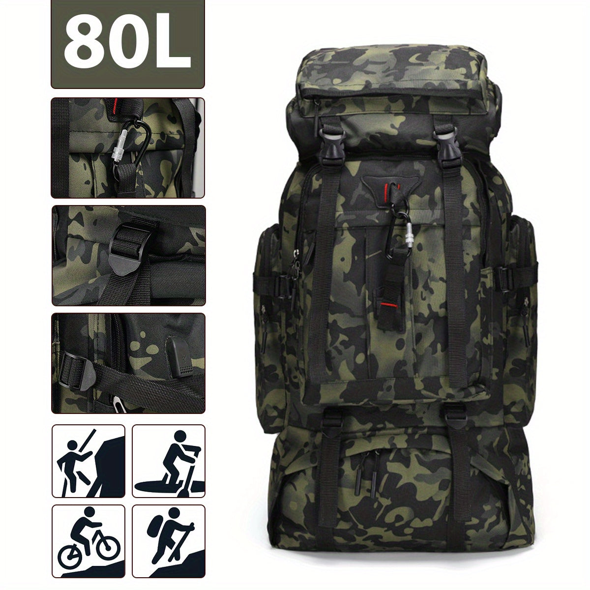 Mochila de senderismo Explorer de 80 litros: robusta y versátil