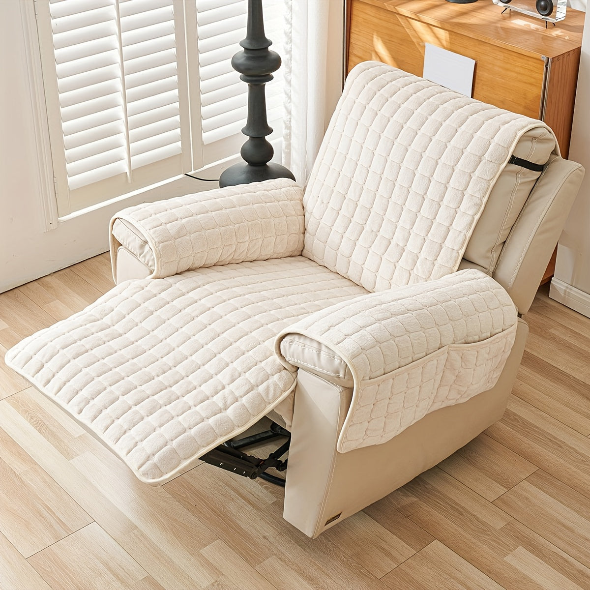 Protector de felpa para sillón con cubierta para reposabrazos