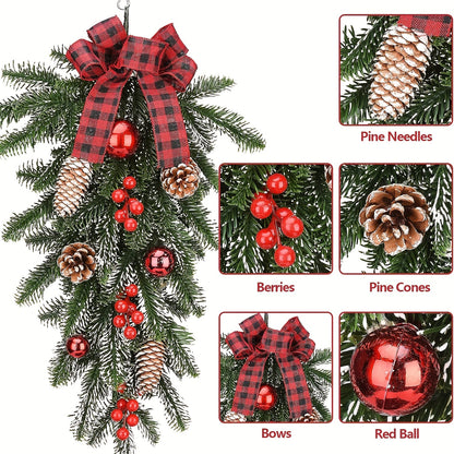 Weihnachtlicher Tannenzweig-Türschmuck mit Beeren